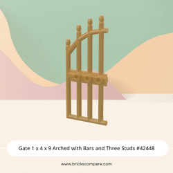 Gate 1 x 4 x 9 Arched with Bars and Three Studs #42448 - 297-Pearl Gold