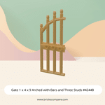 Gate 1 x 4 x 9 Arched with Bars and Three Studs #42448 - 297-Pearl Gold