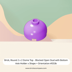 Brick, Round 2 x 2 Dome Top - Blocked Open Stud with Bottom Axle Holder x Shape + Orientation #553b  - 324-Medium Lavender