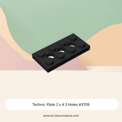 Technic Plate 2 x 4 3 Holes #3709 - 26-Black