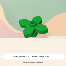 Plant, Flower 2 x 2 Leaves - Angular #4727 - 28-Green