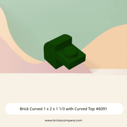 Brick Curved 1 x 2 x 1 1/3 with Curved Top #6091  - 141-Dark Green
