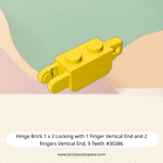 Hinge Brick 1 x 2 Locking with 1 Finger Vertical End and 2 Fingers Vertical End, 9 Teeth #30386 - 24-Yellow