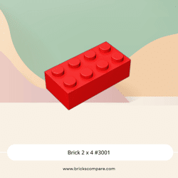 Brick 2 x 4 #3001 - 21-Red