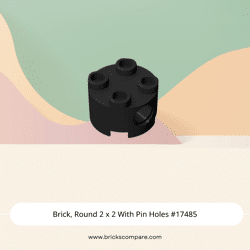 Brick, Round 2 x 2 With Pin Holes #17485 - 26-Black