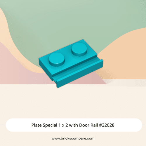 Plate Special 1 x 2 with Door Rail #32028 - 107-Dark Turquoise