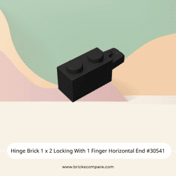 Hinge Brick 1 x 2 Locking With 1 Finger Horizontal End #30541 - 26-Black