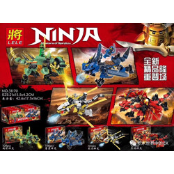 LELE 31170-1 Ninjago: Dragon Ninja 4 Phantom Dragon, Thunder Dragon, Ice Dragon, Fire God Dragon
