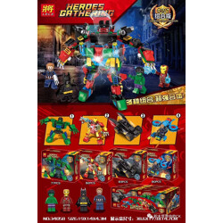 LELE 34058-4 Super Heroes Combined 4 Hulk, Iron Man Anti-Hulk, Batman Batmobile, Captain America
