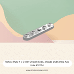 Technic Plate 1 x 5 with Smooth Ends, 4 Studs and Centre Axle Hole #32124 - 309-Plated Silver