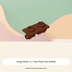 Hinge Brick 1 x 2 Top Plate Thin #3938 - 192-Reddish Brown