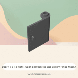 Door 1 x 3 x 3 Right - Open Between Top and Bottom Hinge #60657 - 199-Dark Bluish Gray