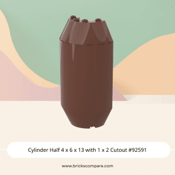 Cylinder Half 4 x 6 x 13 with 1 x 2 Cutout #92591 - 192-Reddish Brown