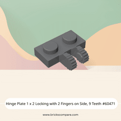 Hinge Plate 1 x 2 Locking with 2 Fingers on Side, 9 Teeth #60471 - 199-Dark Bluish Gray