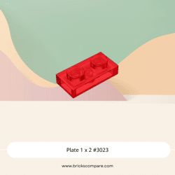 Plate 1 x 2 #3023 - 41-Trans-Red