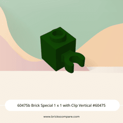 60475b Brick Special 1 x 1 with Clip Vertical #60475 - 141-Dark Green