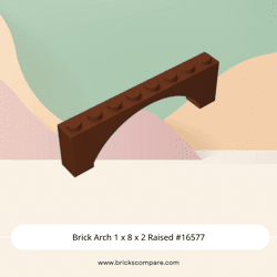 Brick Arch 1 x 8 x 2 Raised #16577  - 192-Reddish Brown