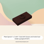 Plate Special 1 x 2 with 1 Stud with Groove and Inside Stud Holder (Jumper) #15573 - 308-Dark Brown