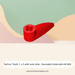 Technic Tooth 1 x 3 with Axle Hole - Rounded Underside #41669  - 21-Red