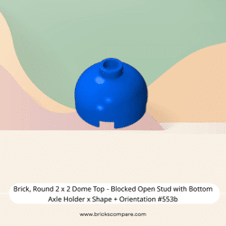Brick, Round 2 x 2 Dome Top - Blocked Open Stud with Bottom Axle Holder x Shape + Orientation #553b  - 23-Blue