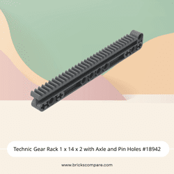 Technic Gear Rack 1 x 14 x 2 with Axle and Pin Holes #18942  - 199-Dark Bluish Gray