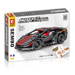 SEMBO 701906 Unlimited speed: remote control black lightning sports car technology remote control stunt building block car