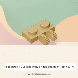 Hinge Plate 1 x 2 Locking with 2 Fingers on Side, 9 Teeth #60471 - 5-Tan