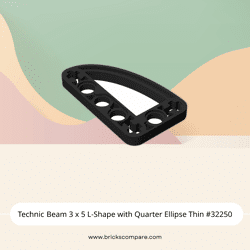 Technic Beam 3 x 5 L-Shape with Quarter Ellipse Thin #32250 - 26-Black