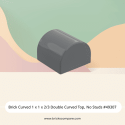 Brick Curved 1 x 1 x 2/3 Double Curved Top, No Studs #49307 - 199-Dark Bluish Gray