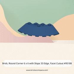 Brick, Round Corner 6 x 6 with Slope 33 Edge, Facet Cutout #95188 - 140-Dark Blue