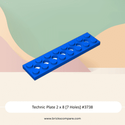 Technic Plate 2 x 8 [7 Holes] #3738 - 23-Blue