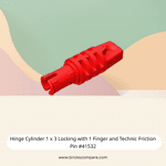 Hinge Cylinder 1 x 3 Locking with 1 Finger and Technic Friction Pin #41532 - 21-Red