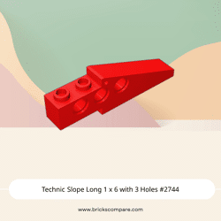 Technic Slope Long 1 x 6 with 3 Holes #2744 - 21-Red