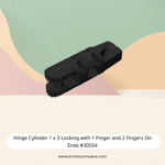 Hinge Cylinder 1 x 3 Locking with 1 Finger and 2 Fingers On Ends #30554 - 26-Black
