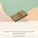 Plate Special 1 x 2 with 1 Stud with Groove and Inside Stud Holder (Jumper) #15573 - 138-Dark Tan