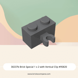 30237b Brick Special 1 x 2 with Vertical Clip #95820 - 199-Dark Bluish Gray