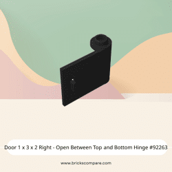 Door 1 x 3 x 2 Right - Open Between Top and Bottom Hinge #92263 - 26-Black