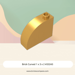 Brick Curved 1 x 3 x 2 #33243 - 297-Pearl Gold