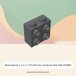 Brick Special 1 x 2 x 1 2/3 with Four Studs on One Side #22885 - 199-Dark Bluish Gray