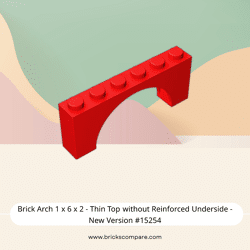 Brick Arch 1 x 6 x 2 - Thin Top without Reinforced Underside - New Version #15254  - 21-Red