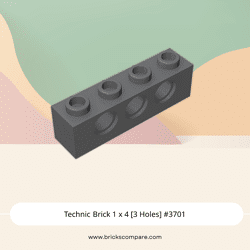 Technic Brick 1 x 4 [3 Holes] #3701 - 199-Dark Bluish Gray