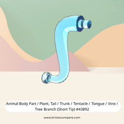 Animal Body Part / Plant, Tail  / Trunk / Tentacle / Tongue / Vine / Tree Branch (Short Tip) #43892 - 42-Trans-Light Blue