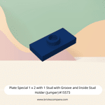 Plate Special 1 x 2 with 1 Stud with Groove and Inside Stud Holder (Jumper) #15573 - 140-Dark Blue