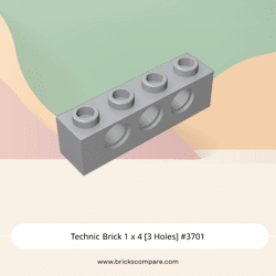 Technic Brick 1 x 4 [3 Holes] #3701 - 194-Light Bluish Gray