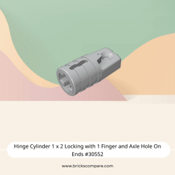 Hinge Cylinder 1 x 2 Locking with 1 Finger and Axle Hole On Ends #30552 - 194-Light Bluish Gray