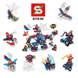 SY SY630-1 Spiderman back to school season minifigure mech can fit 8 models