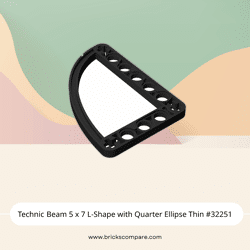Technic Beam 5 x 7 L-Shape with Quarter Ellipse Thin #32251 - 26-Black