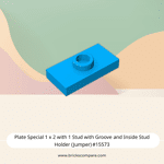 Plate Special 1 x 2 with 1 Stud with Groove and Inside Stud Holder (Jumper) #15573 - 321-Dark Azure