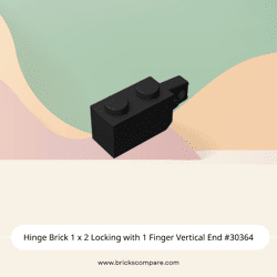 Hinge Brick 1 x 2 Locking with 1 Finger Vertical End #30364 - 26-Black