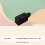 Hinge Brick 1 x 2 Locking with 1 Finger Vertical End #30364 - 26-Black